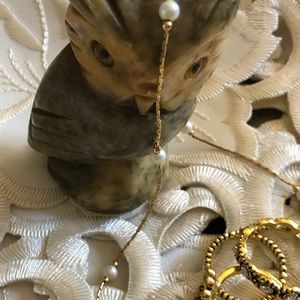 vintage pearl necklace and stack rings